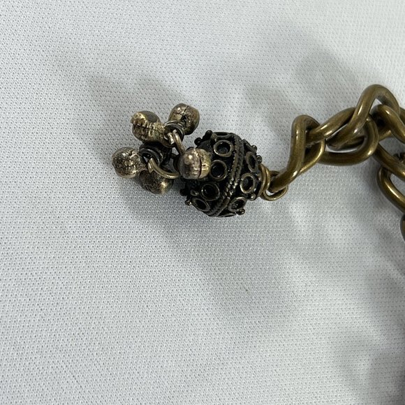 Chicos Metal Medallion Belt Multistrand Beaded Chain Womens Bronze Color Boho - Picture 9 of 11